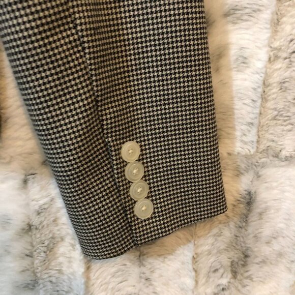 Chaps Women's Houndstooth 100% Wool Blazer Size 8 Black/White - Picture 6 of 8